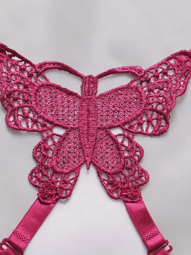 Butterfly Embroidered Front Buckle Bra Set