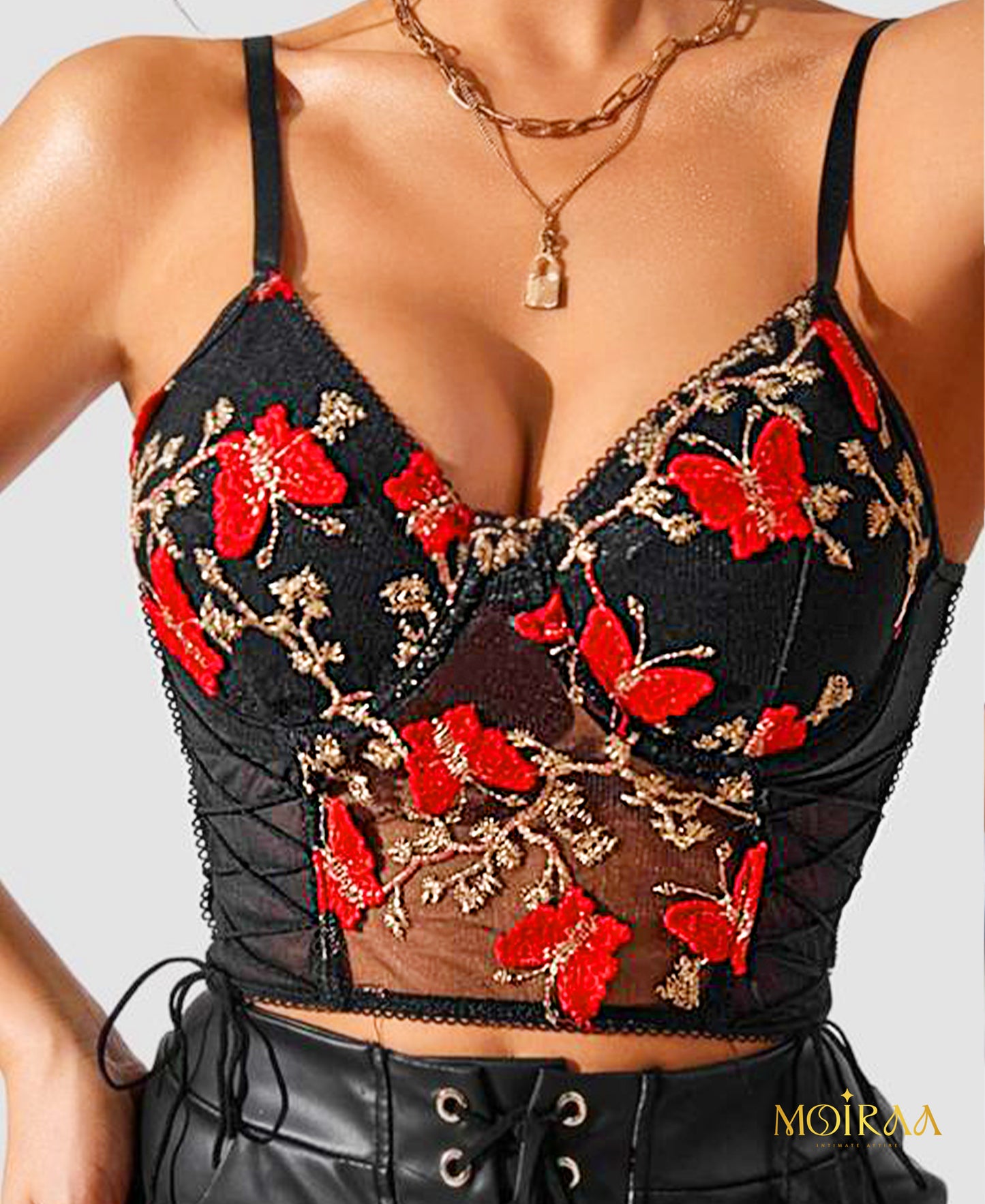 Scarlet Enchantress Embroidered Bustier
