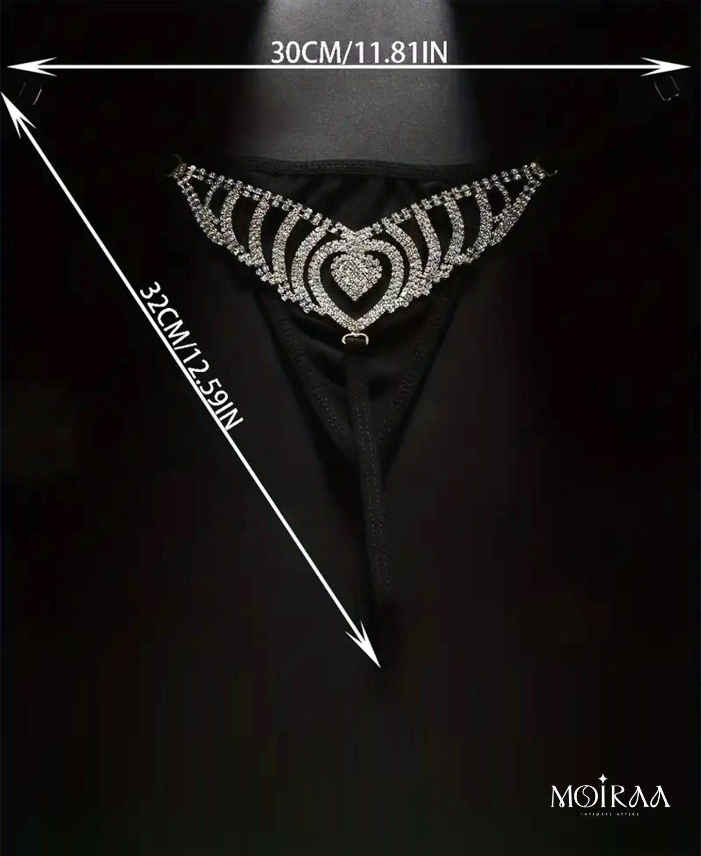 Moiraa Heart Spark Rhinestone Thong