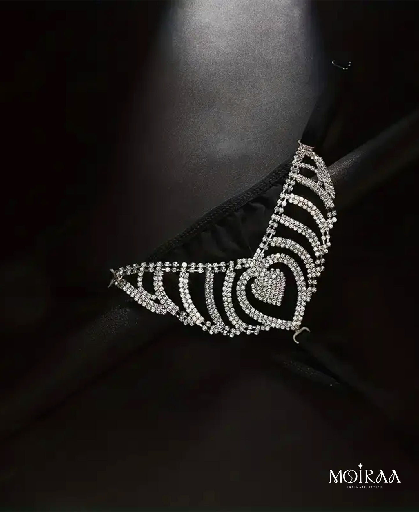 Moiraa Heart Spark Rhinestone Thong