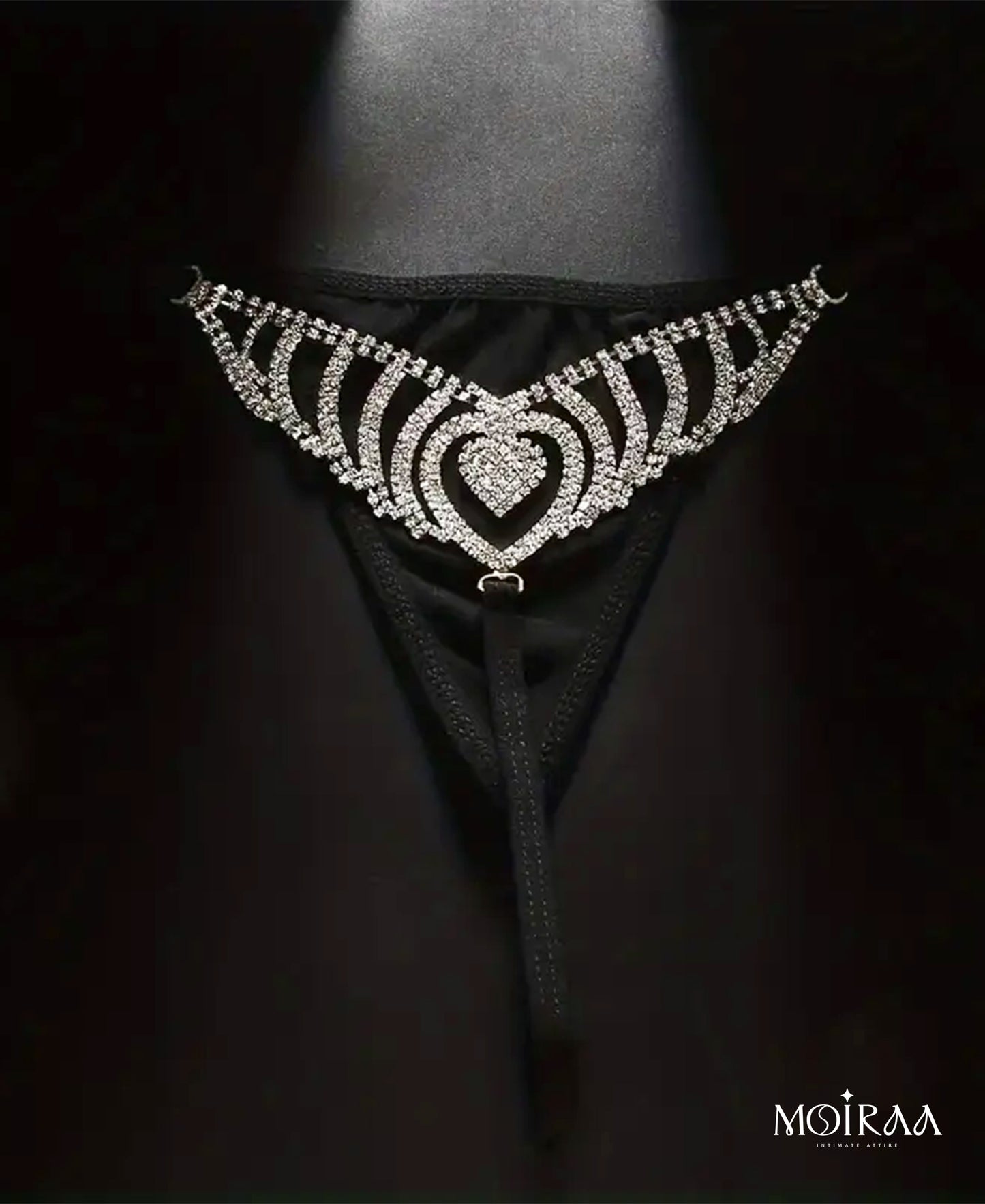 Moiraa Heart Spark Rhinestone Thong