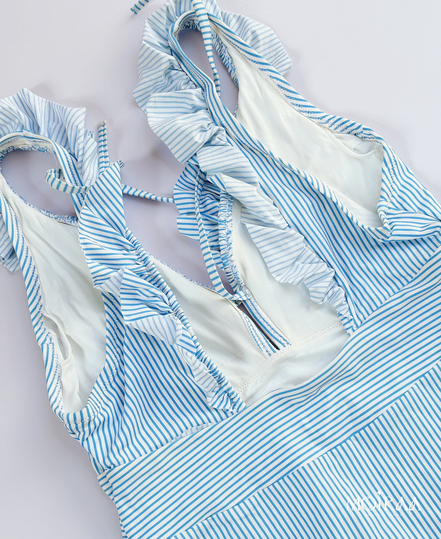 Ruffled Deep V-Neck One-Piece Swimsuit