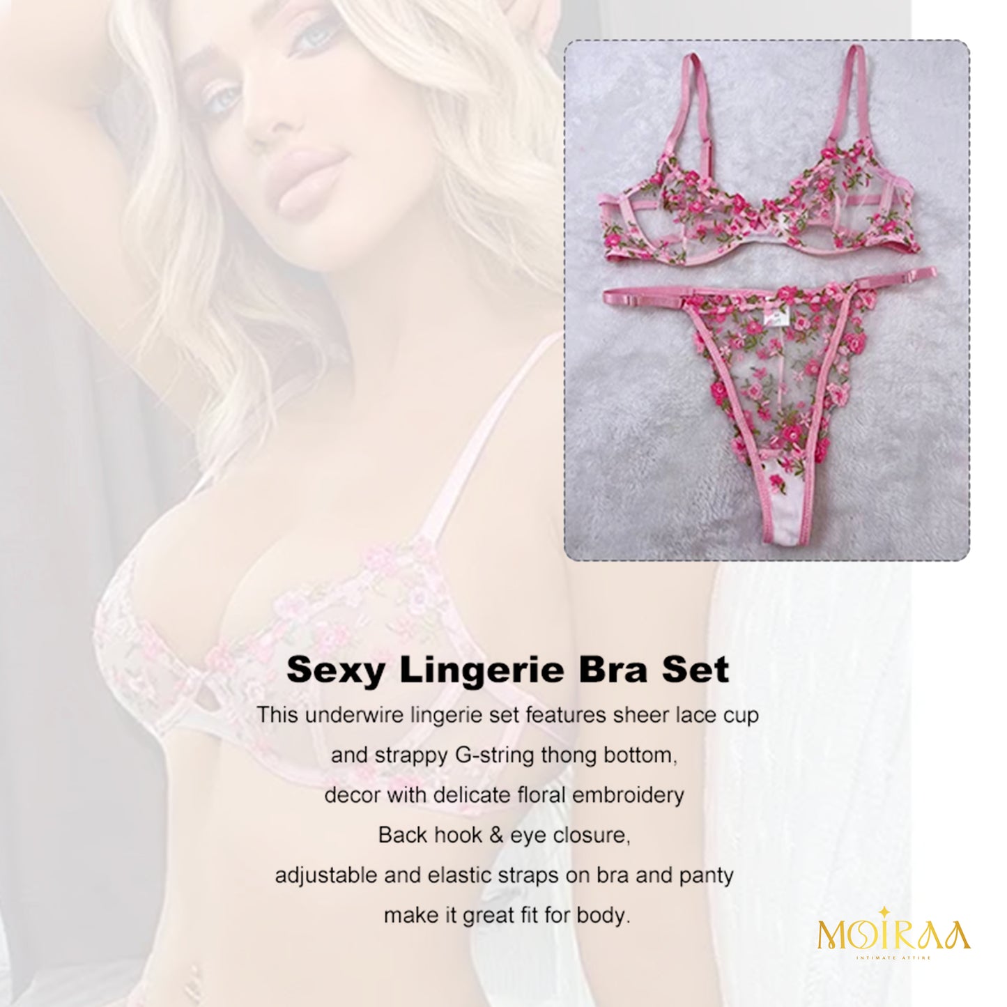 Explosive Shoulder Strap Bra & Panties Set – Sensual Elegance & Perfect Fit