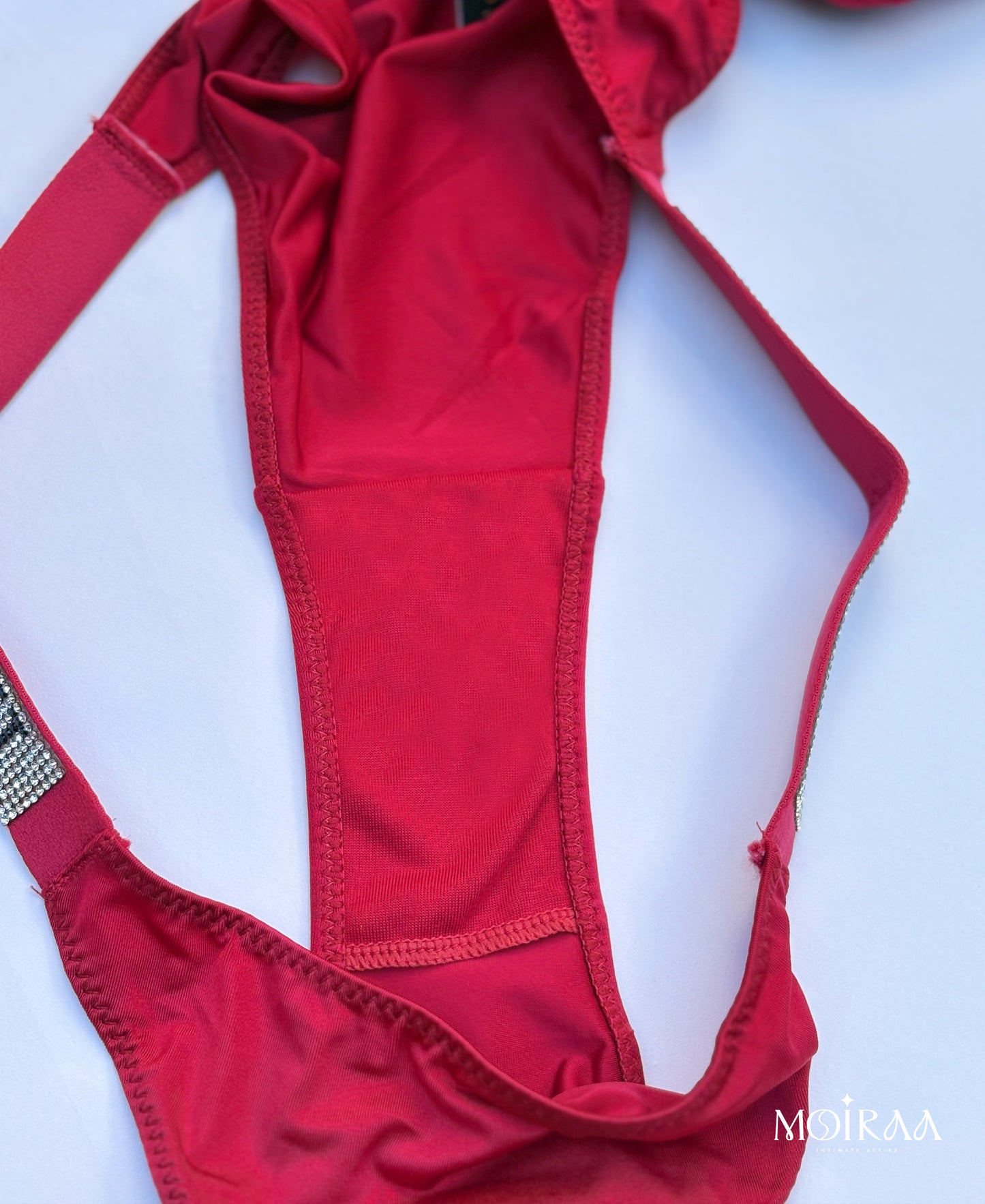 Red Rhinestone Bra & Panty Set