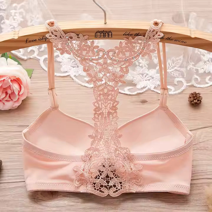 Sexy Back Lace Front Buckle Push-Up Bra