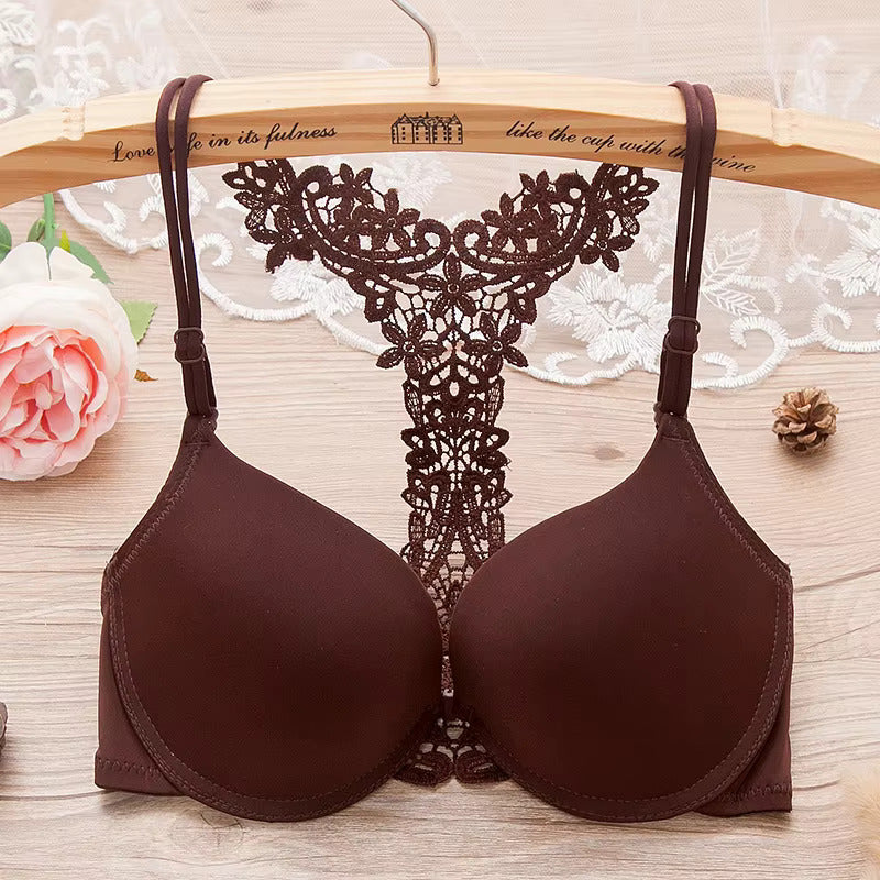 Sexy Back Lace Front Buckle Push-Up Bra