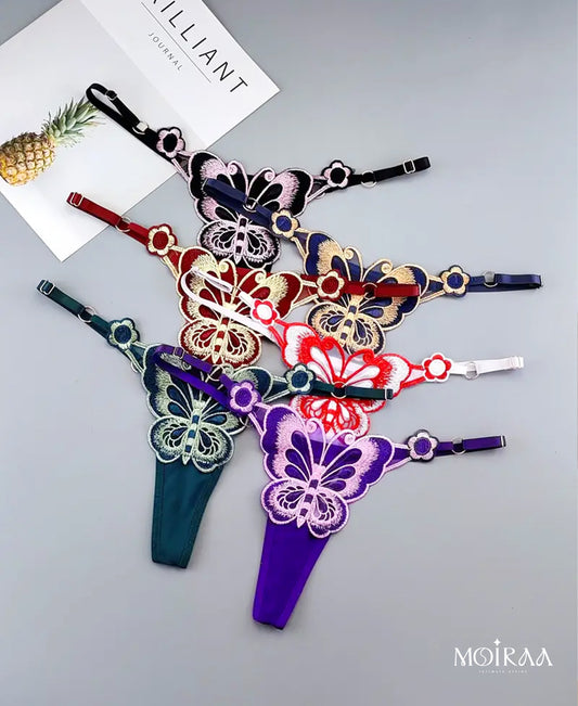 Butterfly Diva  Embroidered Thongs
