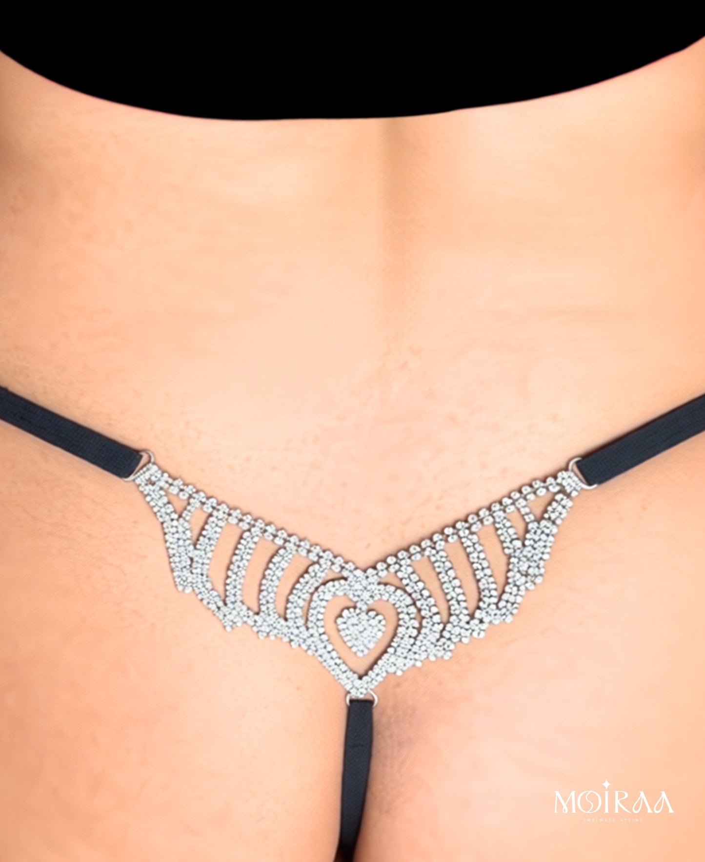 Moiraa Heart Spark Rhinestone Thong