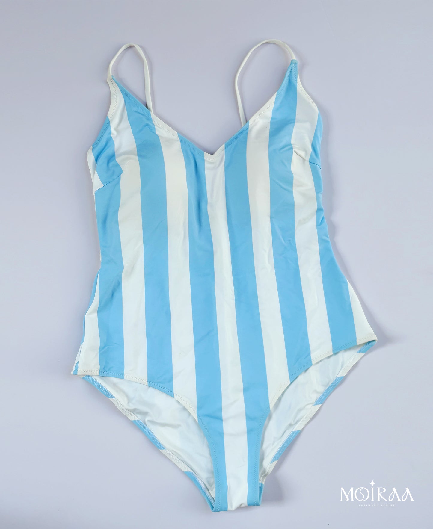 Striped V-Neck One-Piece Swimsuit