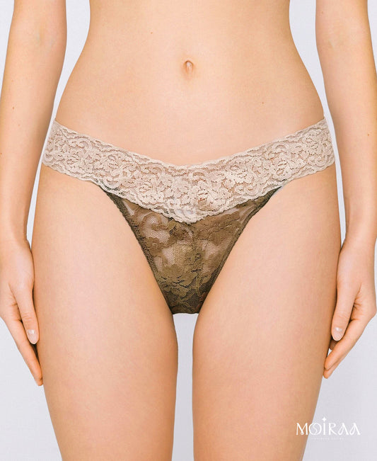 Mocha Elegance Lace Thong