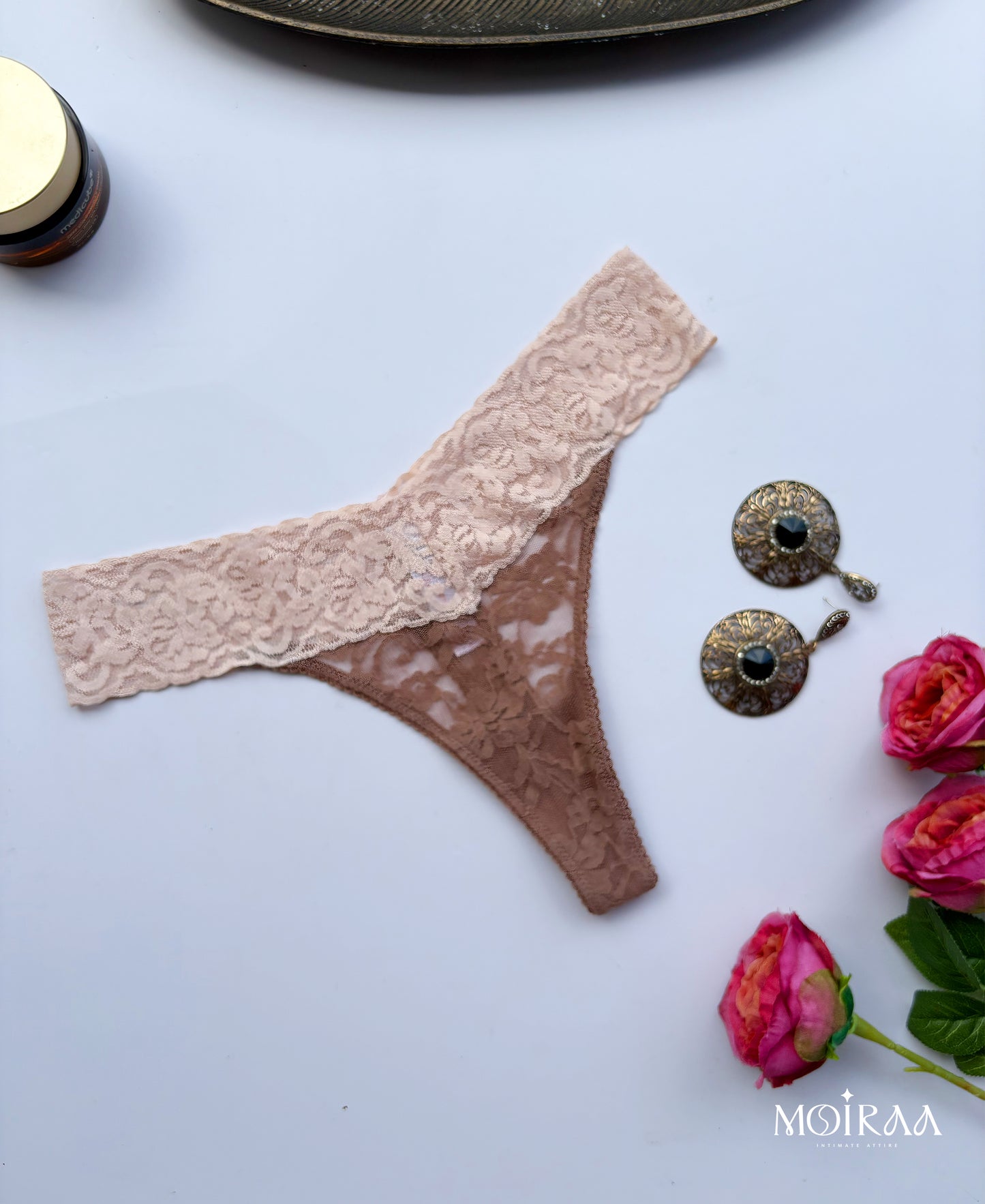 Mocha Elegance Lace Thong