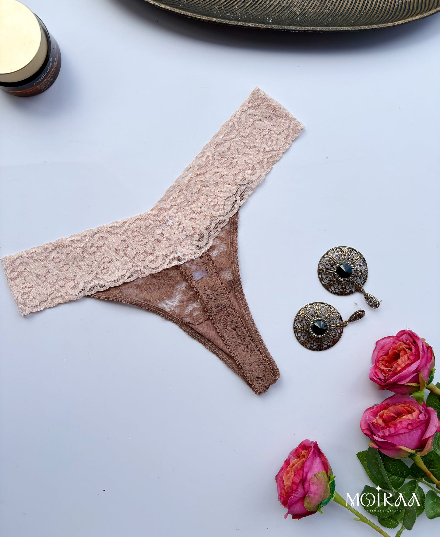 Mocha Elegance Lace Thong