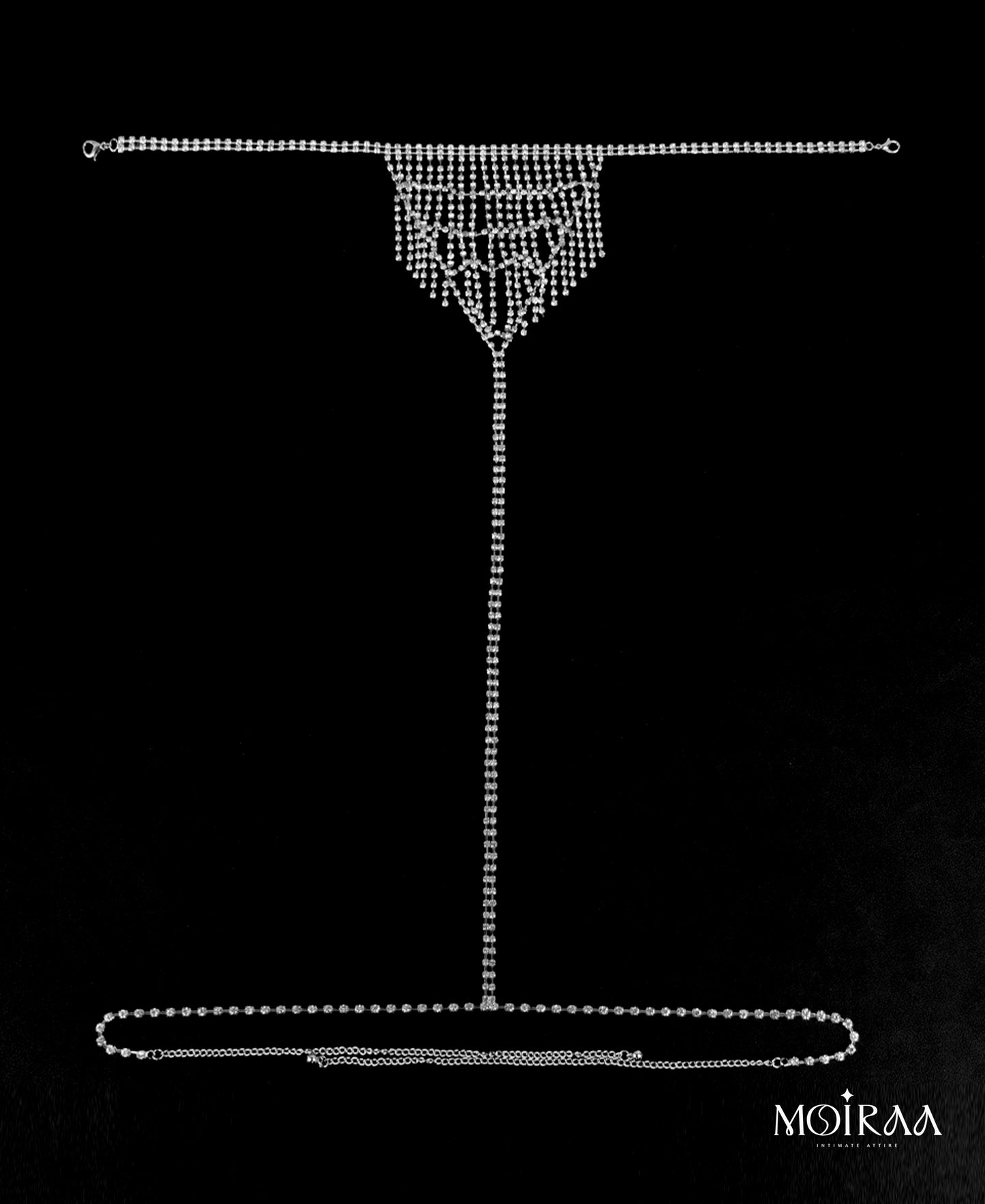 Silver Manimekala – Rhinestone Tassel Body Chain Lingerie