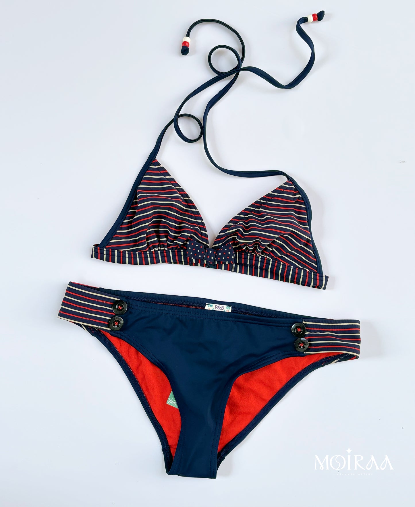 Moiraa Sea Level Riptide Longline Halter Bikini Set – Navy Blue