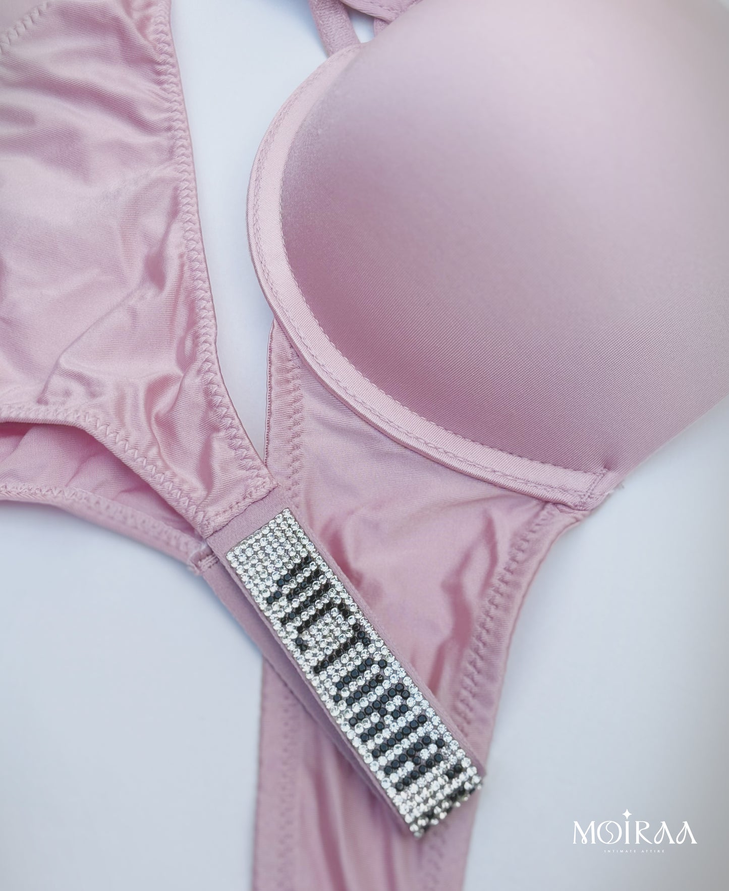 Moiraa Pink Rhinestone Secret Bra & Panty Set