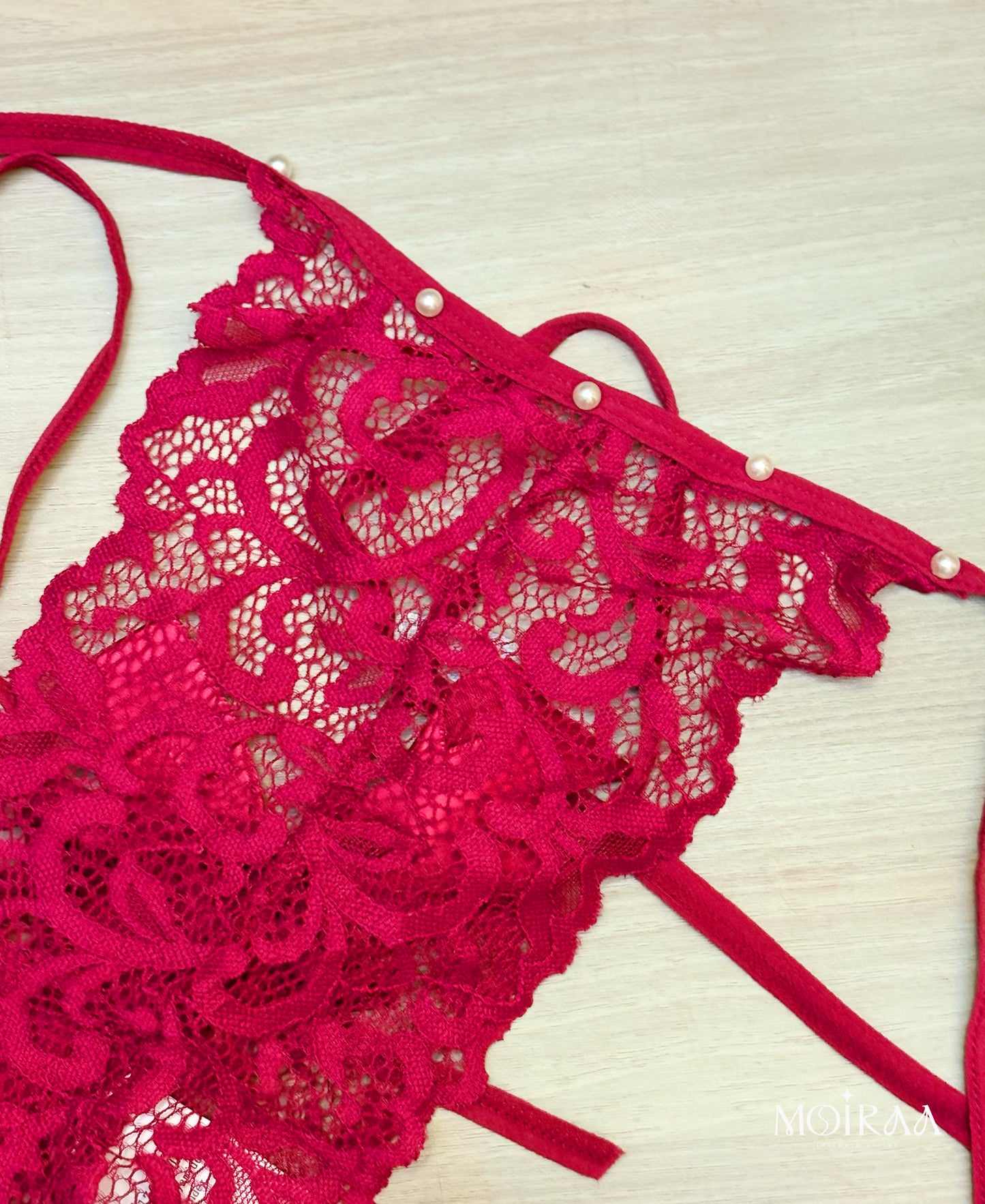 Talia Monroe Sexy Hot Thong Panty with Studded Pearls & Bow-Tied – Free Size