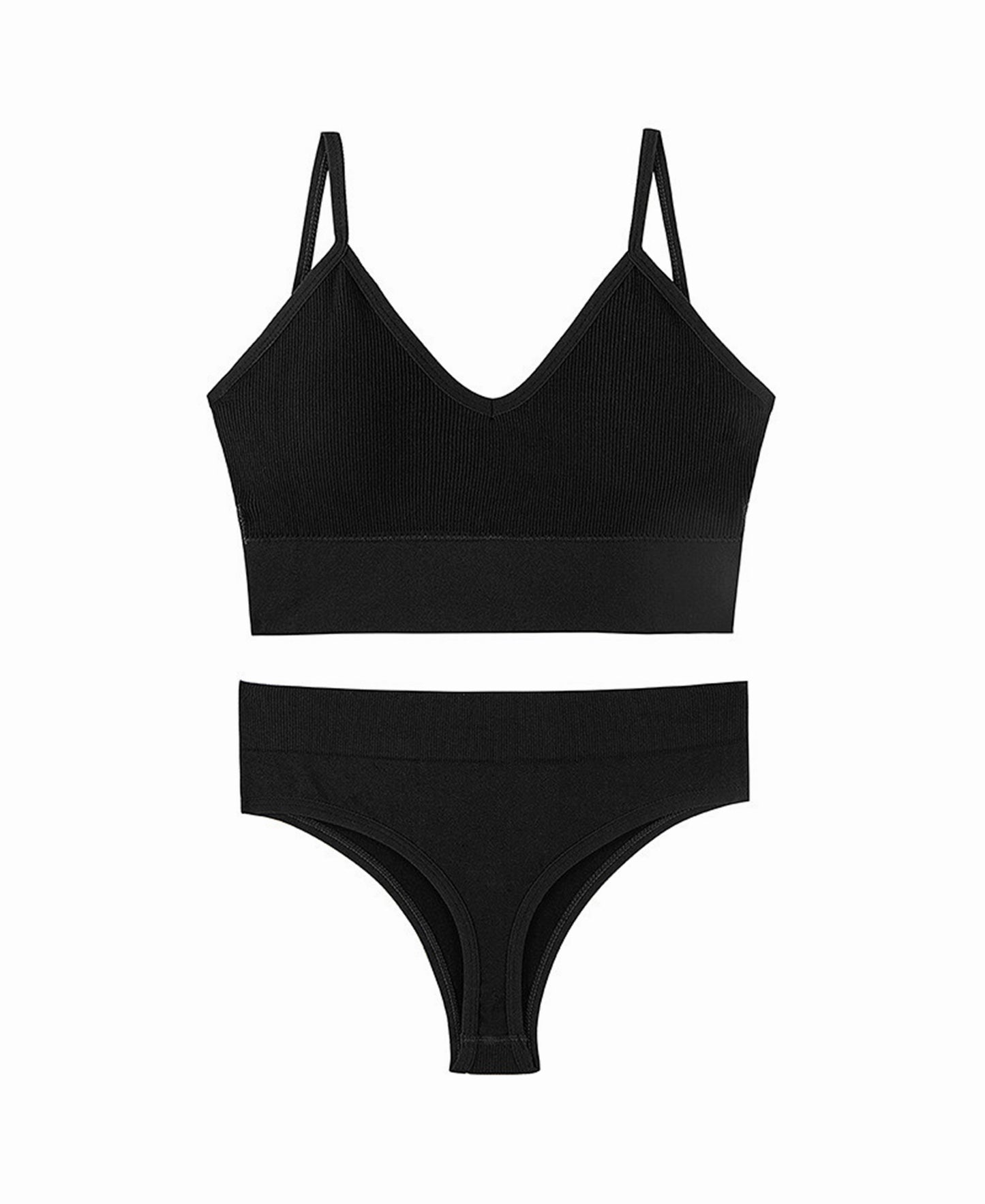 Nijela's Ribbed Seamless Bralette & High-Cut Thong Set