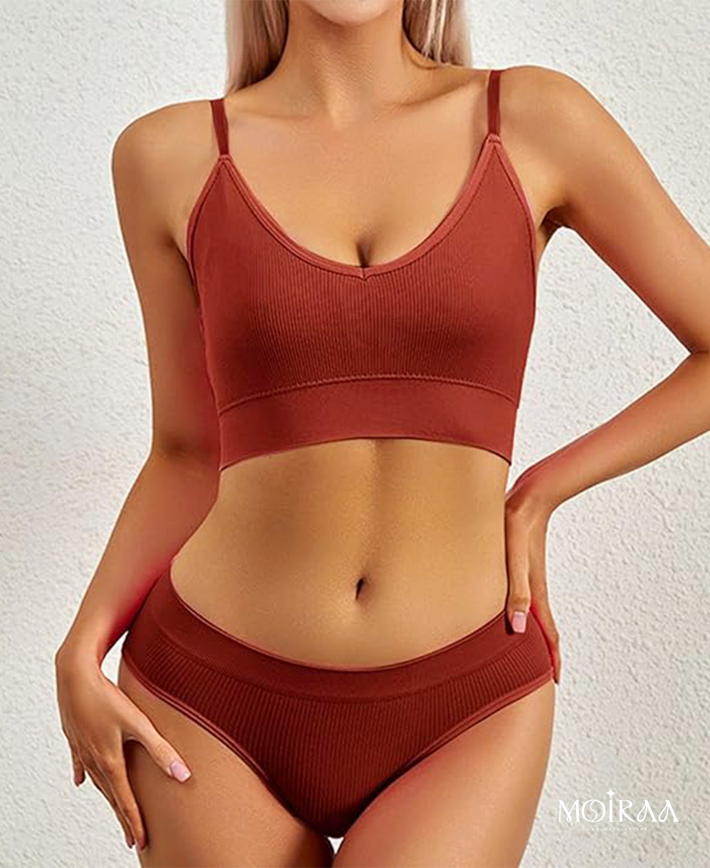 Nijela's Ribbed Seamless Bralette & High-Cut Thong Set