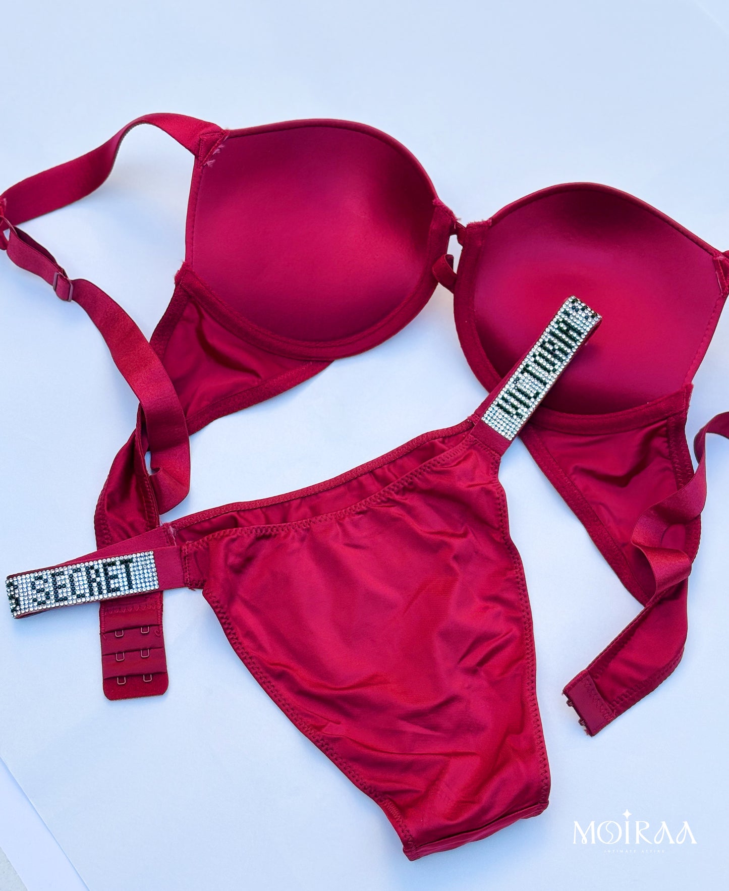 Red Rhinestone Bra & Panty Set
