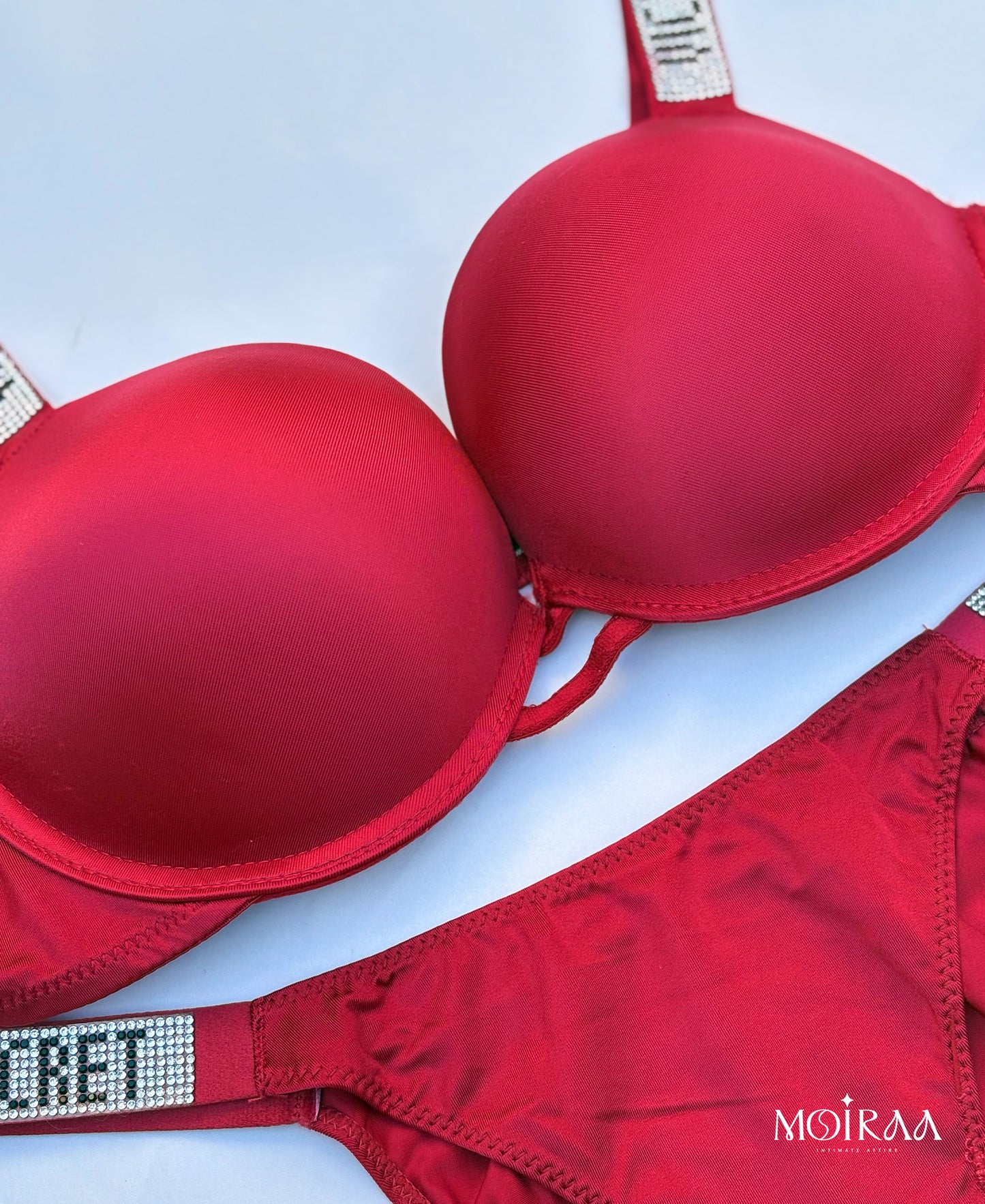 Red Rhinestone Bra & Panty Set