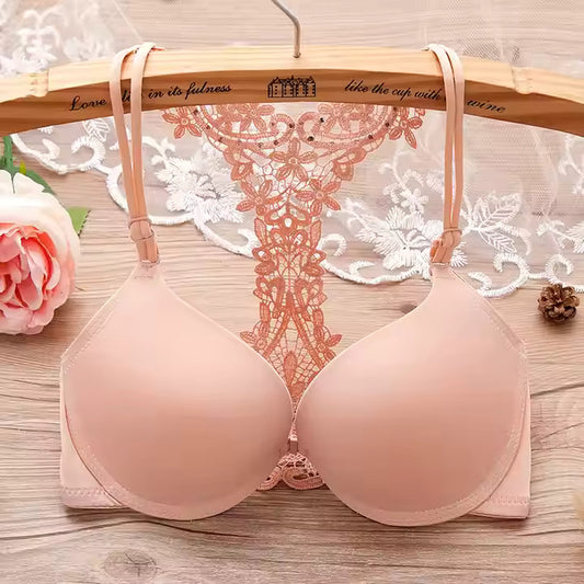 Sexy Back Lace Front Buckle Push-Up Bra